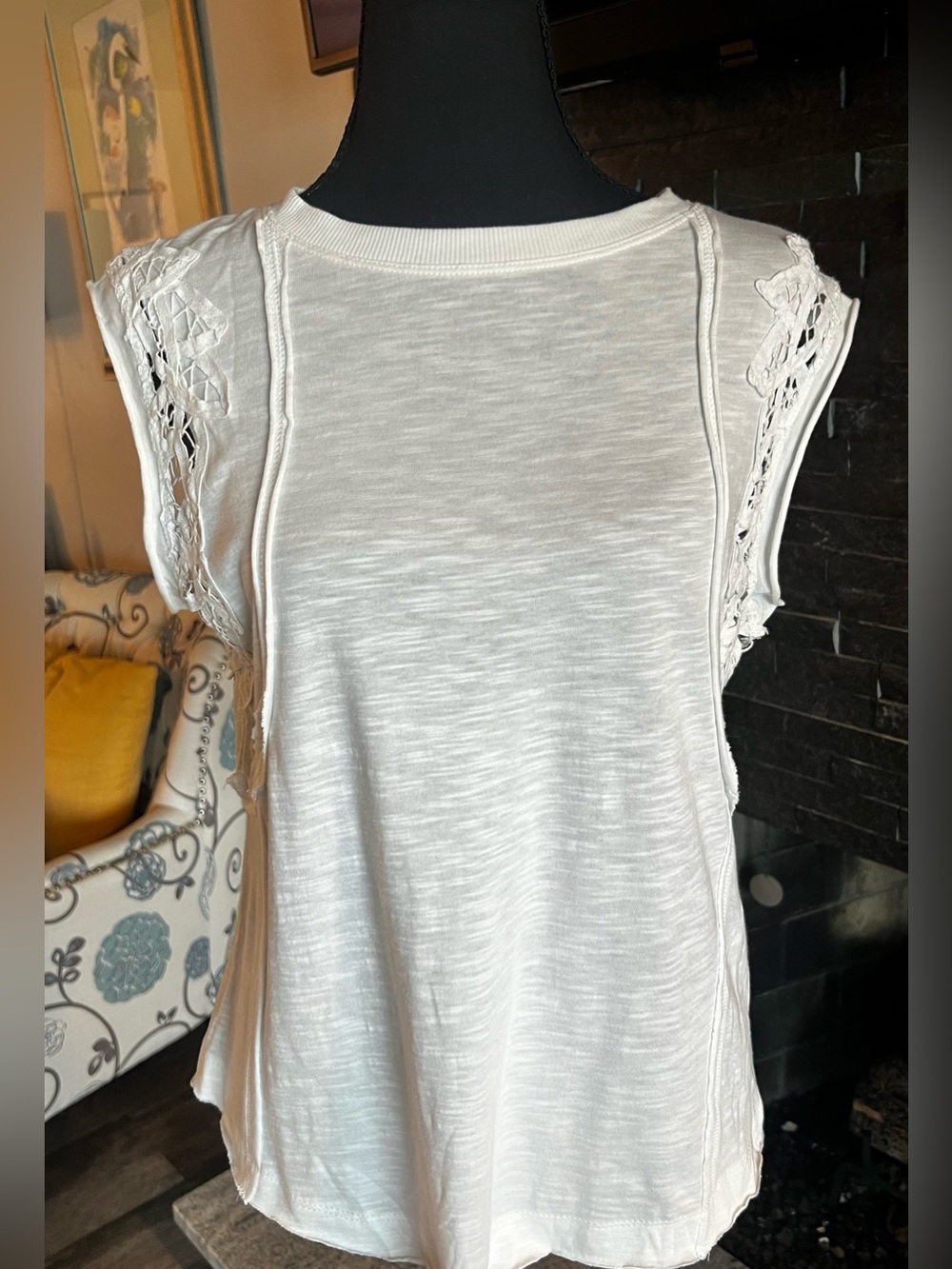 Maurices White Crochet-Trim Cap Sleeve Tank